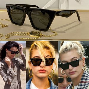 Солнцезащитные очки Women Fashion 41468 Cat Eye Style Acetate Frame Женщины персонализированные солнцезащитные очки на открытом воздухе Французская мода Классический стиль взлетно -посадочной полосы с цепью