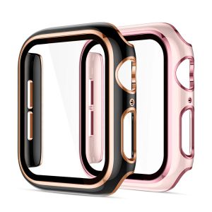 Cover For Apple watch Case 45mm 41mm 44mm 40mm 42mm 38mm Screen Protector PC Bumper Tempered Glass iWatch series 8 7 SE 6 5 4 9 ultra2