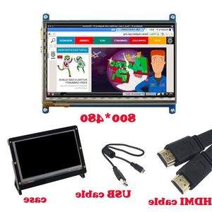 Freeshipping 7 inç 800*480 Ahududu Pi LCD TFT Ekran Akrilik Braket Kılıfı H-DM-I Kablo USB Kablosu Raspberry Pi 3 Dokunmatik Ekran Reae