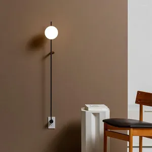 Duvar lambaları Kablolama Ücretsiz soket tipi LED lamba basit uzun kutup el sanat demir cam aplik ışığı ışığı oturma odası koridor aydınlatma armatürü