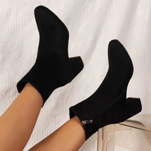 Boots Autumn Winter Shoes Woman Heels 2023 Fashion Female Side Zipper High Working Party Ankle 231109