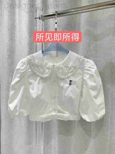 Женская дизайнерская футболка 2023, летняя новая футболка с пузырьковыми рукавами, прочная кукольная шея, милая, уменьшающая возраст, свежая короткая рубашка для девочек, топ A83W