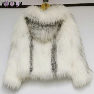 Women's Fur Faux Fur New style natural knitted coat with cap women's real fur coat imported high quality fur fashionable elegant and warmL231109