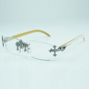 Çapraz Elmas Bufflar Gözlük Çerçeveleri 3524012 Doğal Beyaz Bufalo Boynuzlar Çubukları ve 56mm lens