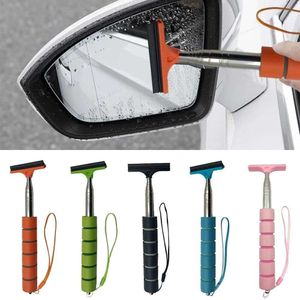Car Rearview Mirror Wiper Stainless Steel Telescopic Retractable Layered Brush Head Window Wash Cleaning Brush Wiper