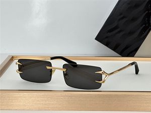 Yeni moda küçük kare şekil güneş gözlüğü 023 Metal Çerçeve Çevsiz Lensler Özel Tasarım Kaplan Diş Tapınakları Basit Stil Yüksek Sonu Açık UV400 Koruma Gözlükleri