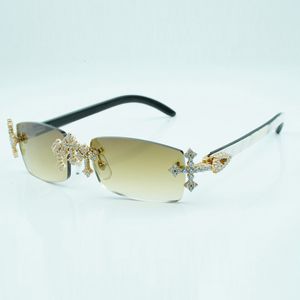 Çapraz Elmas Gözlük Çerçeveleri 3524012 Bufflar Beyaz hibrit manda boynuz bacakları ve 56mm kesim lensleri, 3.0mm kalınlığında
