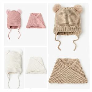 Caps Hats born baby girl and baby boy child children spring autumn winter Solid knitted hat and knitted sets 6M-4T 231108