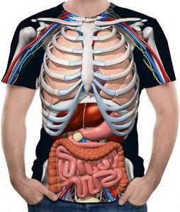 2023 Cadılar Bayramı T-Shirt Vücut Anatomi Dahili Organ 3D Baskı T-Shirt Crewneck Kısa Kollu Komik Top 043