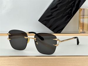 Новые модные солнцезащитные очки квадратной формы 022, линзы без оправы в металлической оправе, дизайн, дужки с зубами тигра, простой стиль, высококачественные наружные защитные очки uv400