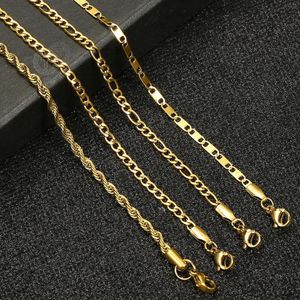 Anklets Minimalist Metal Anklets Women Gold Color Stainless Steel Figaro Rope Curb Link Leg Chain Basic Chic Lady Girl Jewelry 10inch 231109