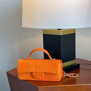 Сумка сумка сумочка самая качественная пакетная сумка для плеча мешки с сумочка сумка для запястья сумка для запятанного сумки женщина импортированная кожа Python All Copper Vintage Hardware