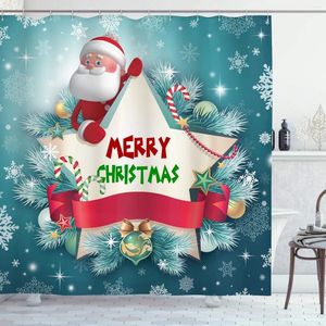 Занавески для душа, рождественские занавески, зимние шары Санта-Клауса, сосновая иголка, конфеты, снежинки, колокольчики, мультяшные милые украшения для ванной комнаты