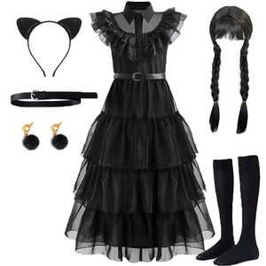 Girl's Dresses Wednesday Addams Cosplay For Girl Costume Vestidos For Kids Party Dresses Carnival Easter Halloween Christma 5-14 Years 231109