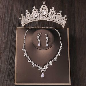 Wedding Hair Jewelry Baroque Costume Bridal Jewelry Sets Rhinestone Crystal Tiara Crown Earrings Necklace Wedding Bride Luxury Jewelry Set Party Gift P230408