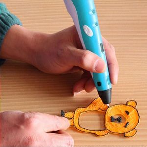 Freeshipping Magic LED Display DIY 3D Printer Printing Pen With PLA Filaments Arts Drawing Painting 3D Pens US EU Plug For Kids Present Raro
