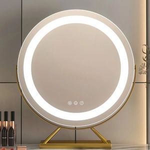Компактные зеркала Косметическое зеркало для макияжа со светодиодной подсветкой Туалетный столик с подсветкой Настольные многоцветные портативные зеркала с регулируемой яркостью и 10-кратным точечным увеличением 231109
