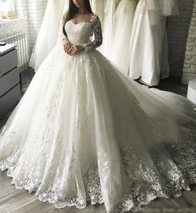 2024 Gorgesous Wedding Dress Long Sleeves Ball Gown Lace Applique Luxury Bridal Women Bride Gowns Robe De Mariee Vestidos De Noiva