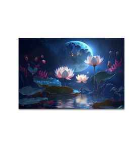 Peinture sur toile de fleur de Lotus bleue, Art mural de paysage de nénuphar, grande reproduction d'image à l'huile, cadeaux de décoration intérieure peints à la main