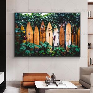 Летнее тропическое украшение, картина, тропический серфинг, настенный художественный постер, Гавайи, доска для серфинга, художественная картина на холсте, украшение для дома, без рамки