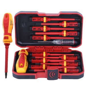 13-Piece VDE Insulated Screwdriver Kit: 1000V Electrician's Tool Set with Slotted & Phillips Screwdrivers and Test Pen