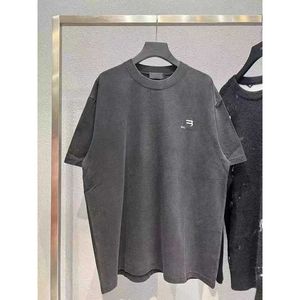 Kadın Tasarımcı Tişört Trailtsuit Gömlek Tığ işi nakışın doğru versiyonu, eski gevşek fiting çiftinin kol tişörtünü yıkadı