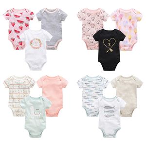 Наборы одежды 2023 Born Baby Girl Одежда с коротким рукавом 3pcs/Set Cotton Body Set Boy Boy