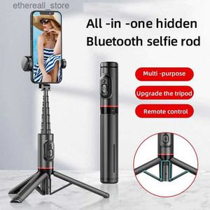 Selfie Monopods Cep Telefonu Bluetooth Selfie Stick Q12 Gizli Entegre Taşınabilir ve Çok Yönlü Dahili Tripod Standı Canlı Akış İçin S231110