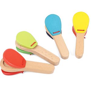 1pcs Baby Montessori Wooden Orff Percussion Instrument Baby Rander Castanets Clappers Ручные клипсы