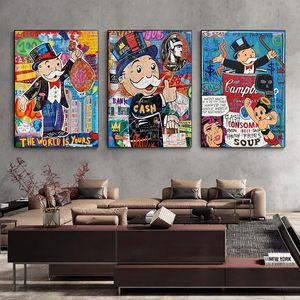 Graffiti Art Alec Monopoly THE WORLD IS YOURS Dipinti su Wall Art Canvas Poster e Stampe Wall Art Picture Home Decor
