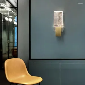 Duvar lambası küçük modern lüks kristal monte edilmiş aydınlatma pirinç led el okuma sanat dekor bakır aplik farlar