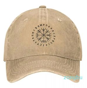 Шариковые кепки Viking Norse Protection Compass с круговыми рунами Гранж-текстура Черно-белая HD Высококачественная ковбойская шляпа