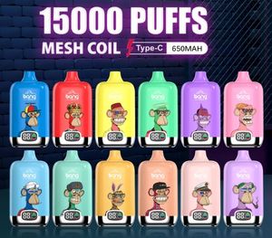 Bang 15000 Pufs Bang Box 15K Dijital Ekran Tek Kullanımlık Tip C Şarj Cihazı Vape 650mAH Bangbox Puff Pil 23ml Prefiled Pods Arabaları 0% 2% 3% 5% 12 Renk Buharlaştırıcı Kiti