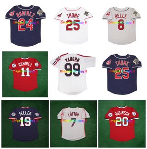 Manny Ramirez Jim Thome Kızılderilileri Ricky Vaughn Tutkum Beyzbol Forması 1995 Dünya Serisi Jose Ramirez Kenny Lofton Albert Belle Frank Robinson Vizquel Boyut S-4XL