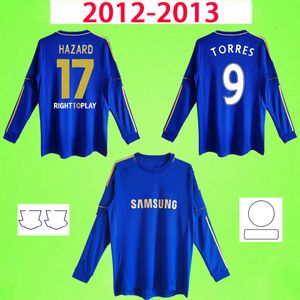 Chelsea 2012 2013 Retro Futbol Formaları Altın Uzun Kollu Tam Vintage Tehlike Torres Mata Lampard David Luiz Terry 12 13 Futbol Gömlek Klasik Mavi Ev Ramires A.Cole