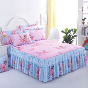 Bed Skirt Flower Elegant Bedding Sanding Lace Bedding Bedroom Non slip Mattress Bedding Two Layer Decorative Bedding 230410