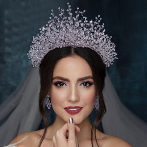 Başlıklar Barok Rhinestone Tiara Barok Kristal Gelin Saç Taraklar Rhinestone Düğün Takı Saç Aksesuarları Elmas Gelin Taçlar Gümüş Altın