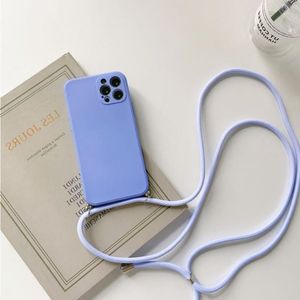 Crossbody Necklace Strap Lanyard Cord Liquid Silicone Phone Case For iphone 13 12 MiNi 11 Pro X XR XS Max 6s 7 8 Plus SE 2 Cover Bhtjt