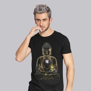 Erkekler Tişörtler Modaya Modaya Takım Sequins Budda Grafik Glitter Köpüklü Siyah Pamuk Temel Gömlek Yaz Moda