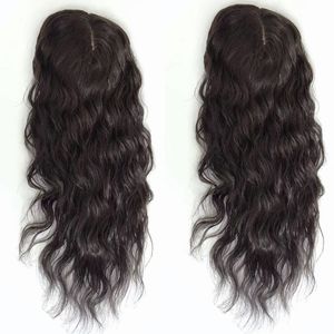 Wavy Clips On Hair Topper Piece 6x6" Virgin natural wave Hair Silk Base Toppers 15x16 cm Middle Part For Women