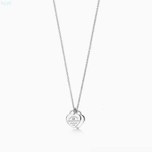 Fashion Necklace Classic High Quality S925 Sterling Silver Double Heart Charm Drop Glue Set Diamond Plated Love Designer L974