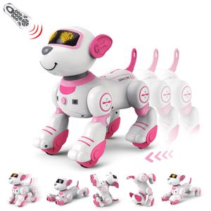Peluş Bebekler Robot Köpek Stunt Yürüyüş Dans Electric Pet Degremote Kontrol Sihirli Oyuncak Akıllı Dokunma Uzaktan 231109