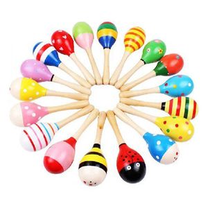 Drums Percussion 1pcs Colorful Wooden Maracas Baby Child Musical Instrument Rattle Shaker Party Children Gift Toy toddler toys