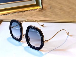 Altın Metal Mavi Duman Lens Güneş Gözlüğü Kadınlar Yaz Sunnies Gafas de Sol Sonnenbrille UV400 Göz Giyim