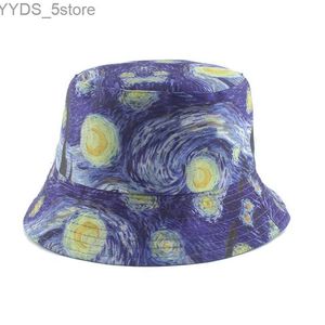 Geniş Memlu Şapkalar Kova Şapkaları 2020 Yeni Moda Yıldızlı Gece Boya Balıkçı Şapkası Harajuku Tersinir Kova Şapkaları Erkekler Hip Hop Bob Gorro Balıkçılık Kapağı YQ231110
