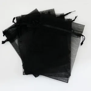 Hediye sargısı 50pcs Siyah Organza Çantaları 30x40cm Büyük Drawstring Çanta Partisi Takı Kozmetik Butik Ambalaj