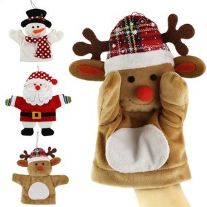 Puppets 3 PCS Noel El Kukla Peluş Oyuncaklar Performans Props Bebek Elk Kardan Adam Noel Baba İnteraktif Yıl Oyuncakları Çocuklar İçin Hediyeler 231109