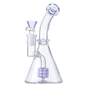 Mini küçük yağ dab kuleleri 7 inç nargile 5mm kalınlığında duş başlığı percolator cam beher bongs berrak pembe mavi 14mm dişi eklem su boruları kase