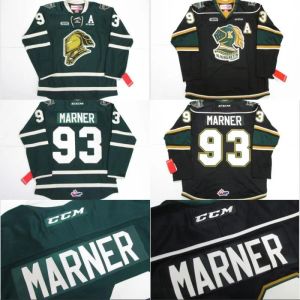 Custom 93 Mitch Marner Jersey OHL London Knights CCM Premer 7185 Mitch Marner 100% Stitched Embroidery Logos Hockey Jersey Green Black