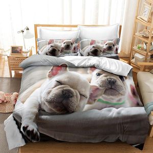 Yatak takımları sevimli köpek yavrusu /evcil köpek yatak örtüsü tek yatak klotları baskı güzel yaramaz hayvan yatakları tam boyutlu süper mikrofiber ev tekstil